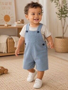 Tartine et Chocolat Baby Blue Overalls 18M Luxury French Designer NWT